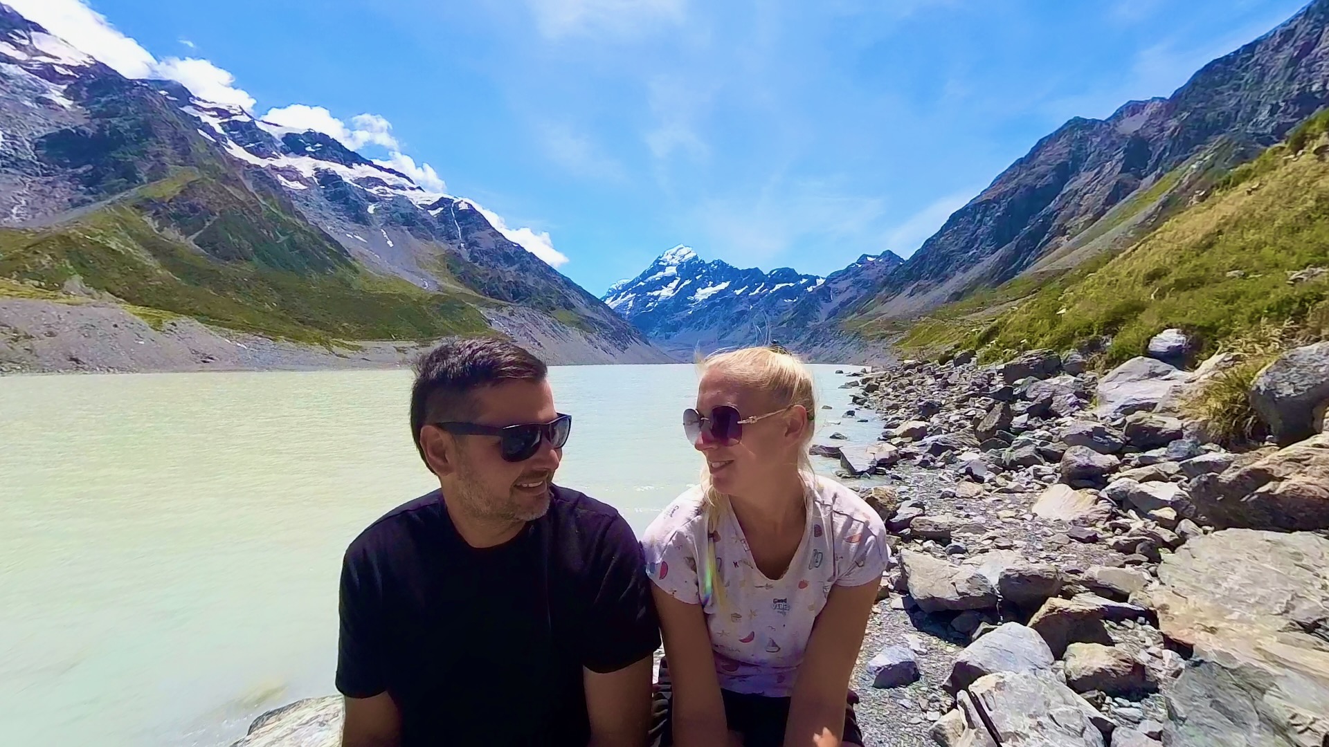 Couple Nomads In Mount Cook New Zealand